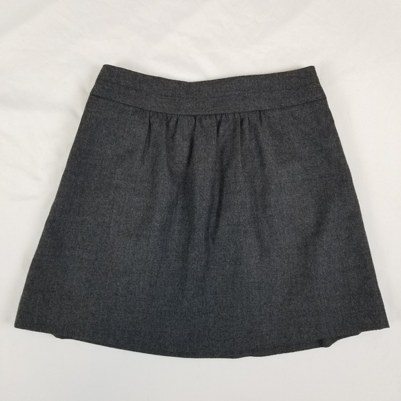 J Crew Wool Mini Skirt Charcoal Grey Shirred Pleated Sz 0 Gathered Women Lined - Picture 4 of 12